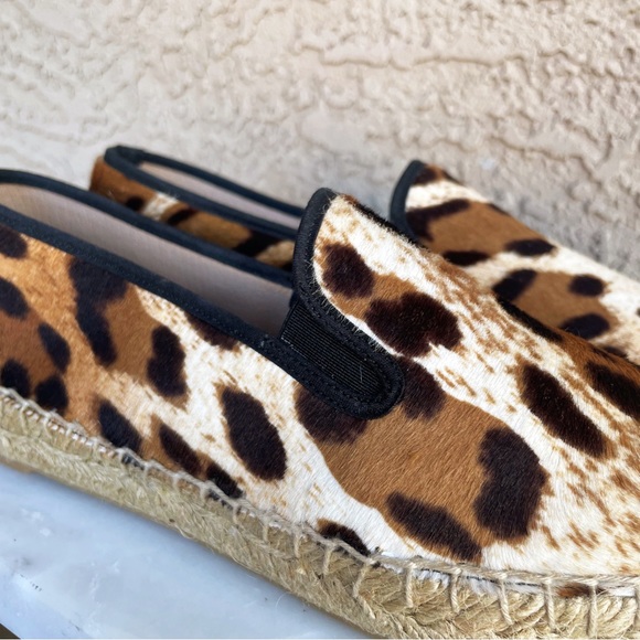 J. CREW NWOT Tan & Brown Leopard Calf Hair Espadrilles Sneaker Flats Sz 7 - Picture 4 of 11